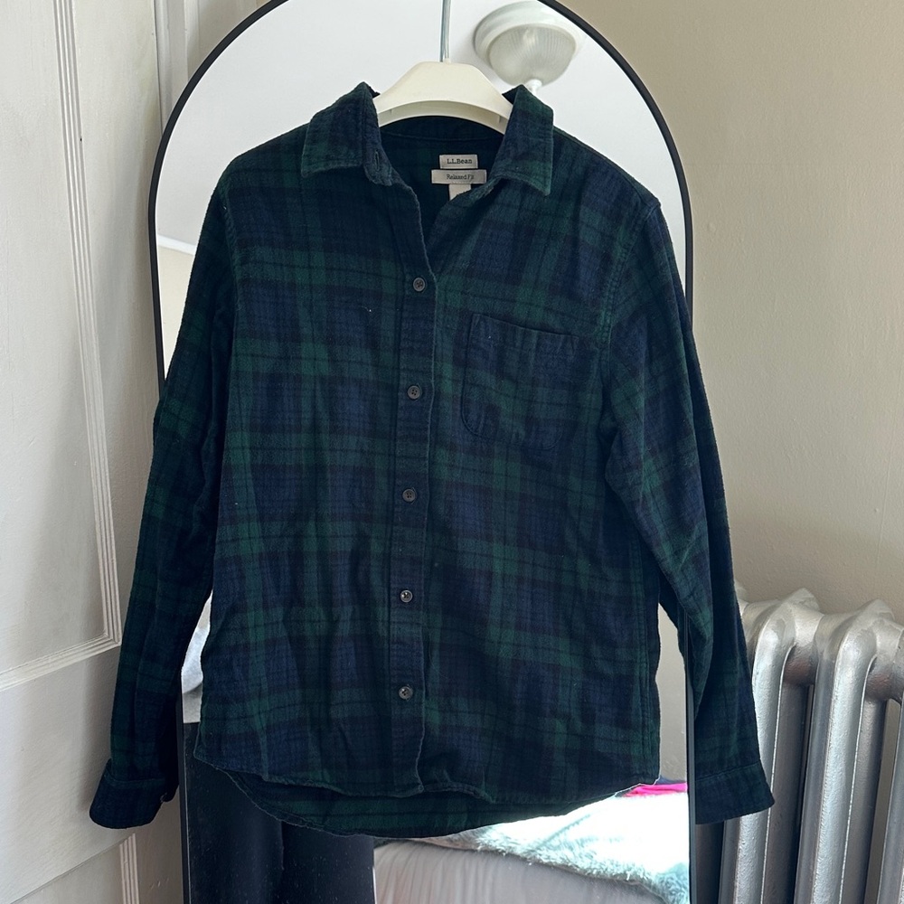 L.L BEAN Navy and Forest Flannel